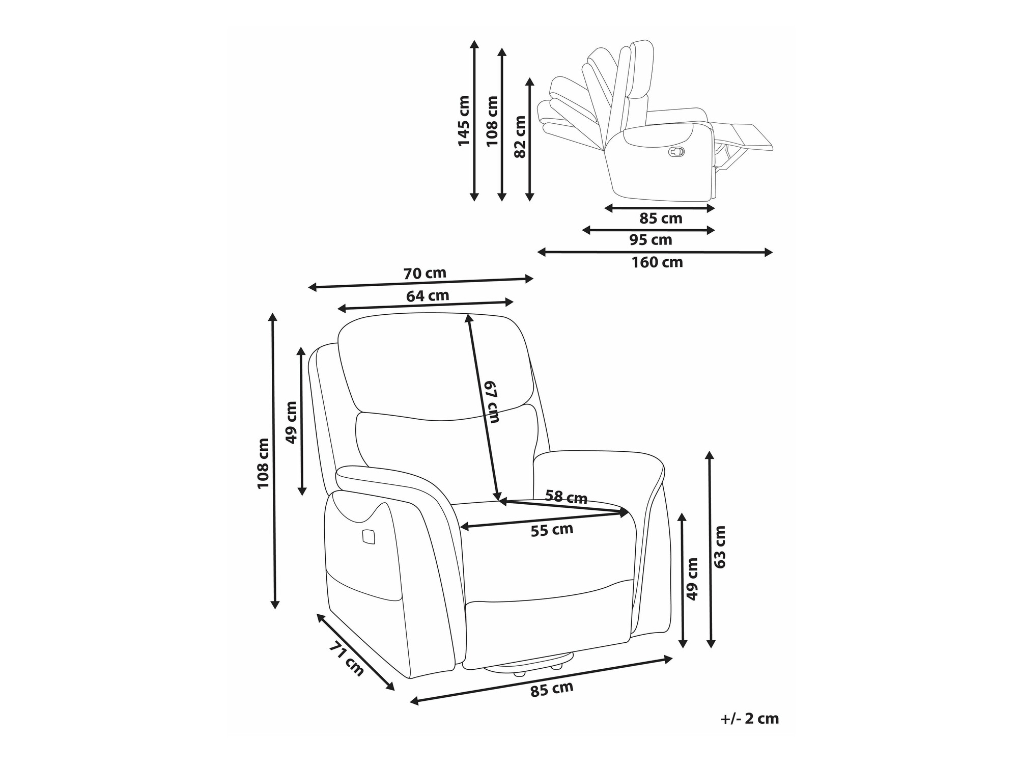 Podesiva fotelja Berwyn 2444 (Smeđa)