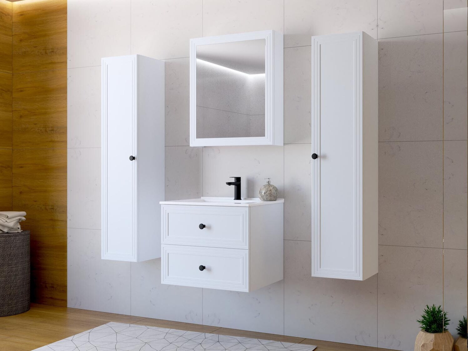 Kupaonski ormarić s ogledalom Fiovele 101 (Bijela)