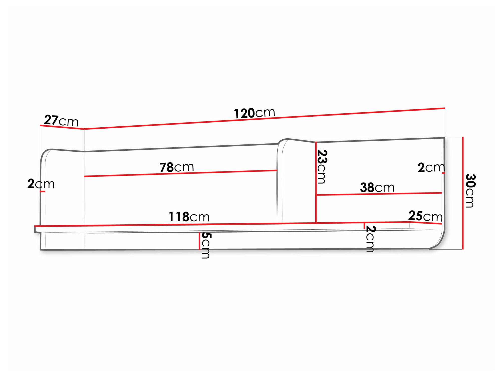 Zidna polica Domcali 114 (Siva)