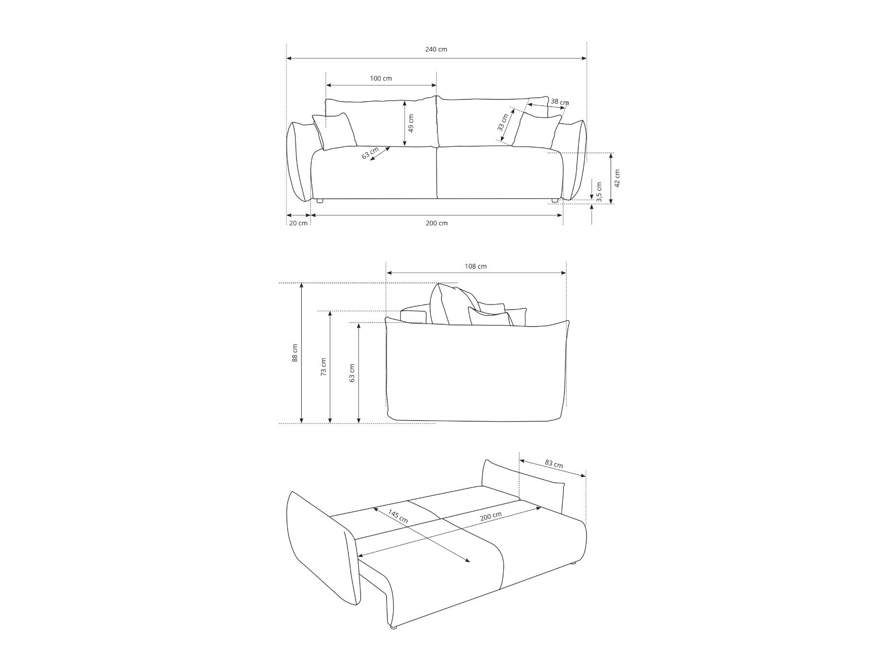 Kauč na razvlačenje Kingston 150 (Melody 14)