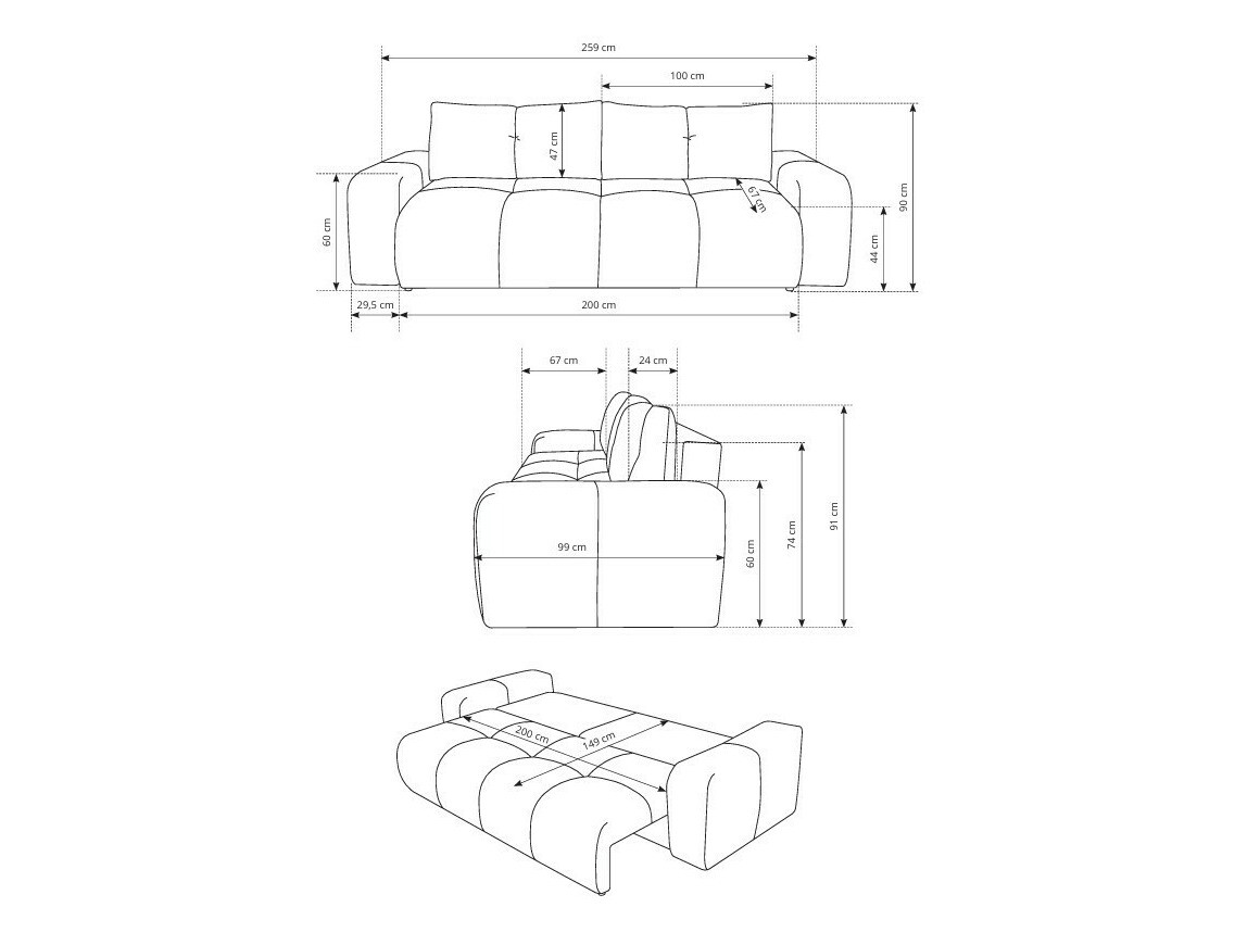 Kauč na razvlačenje Kingston 154 (Perfect Harmony 02)