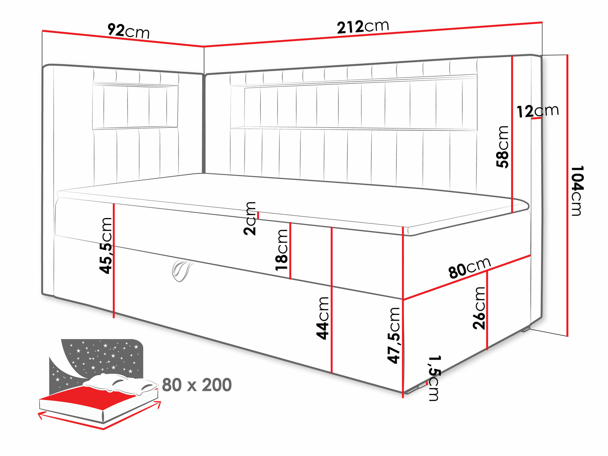 Boxspring krevet Lucus VIII (Soft 017 + Fresh 17)