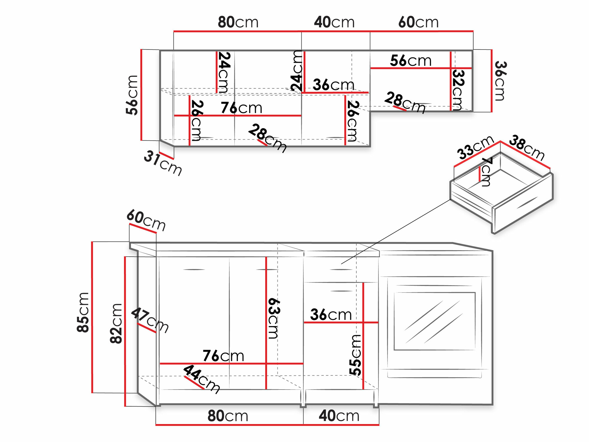 Kuhinjski set Trenton 101 (Artisan hrast + Crna)