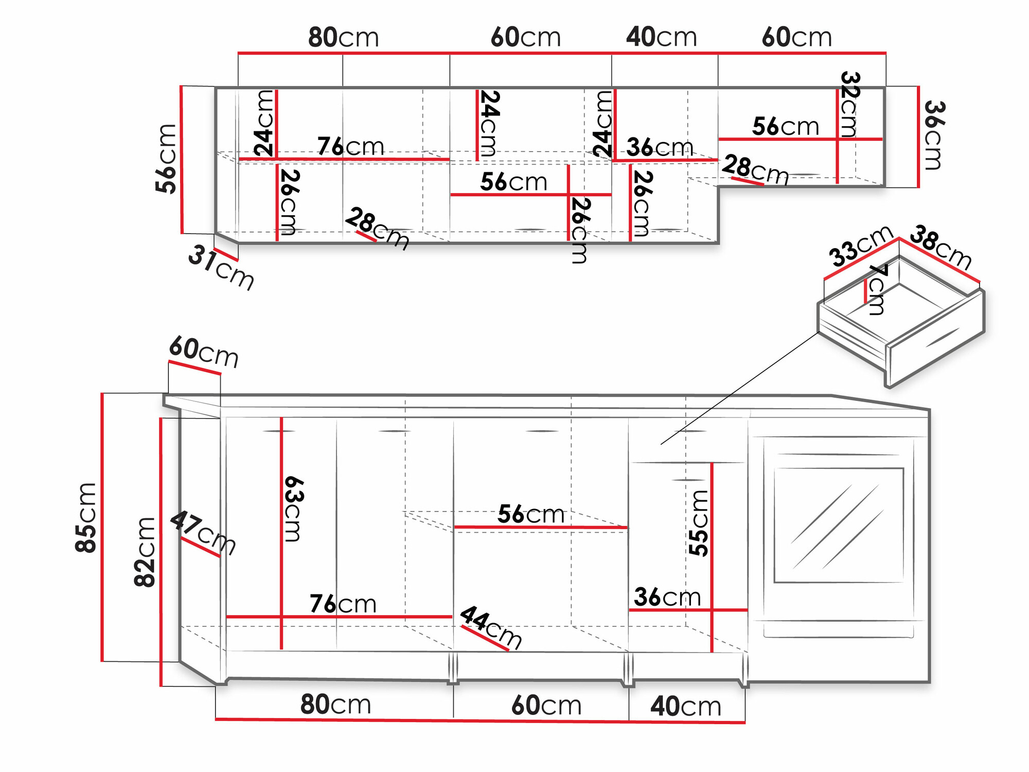 Kuhinjski set Trenton 105 (Hrast Artisan + Crna)