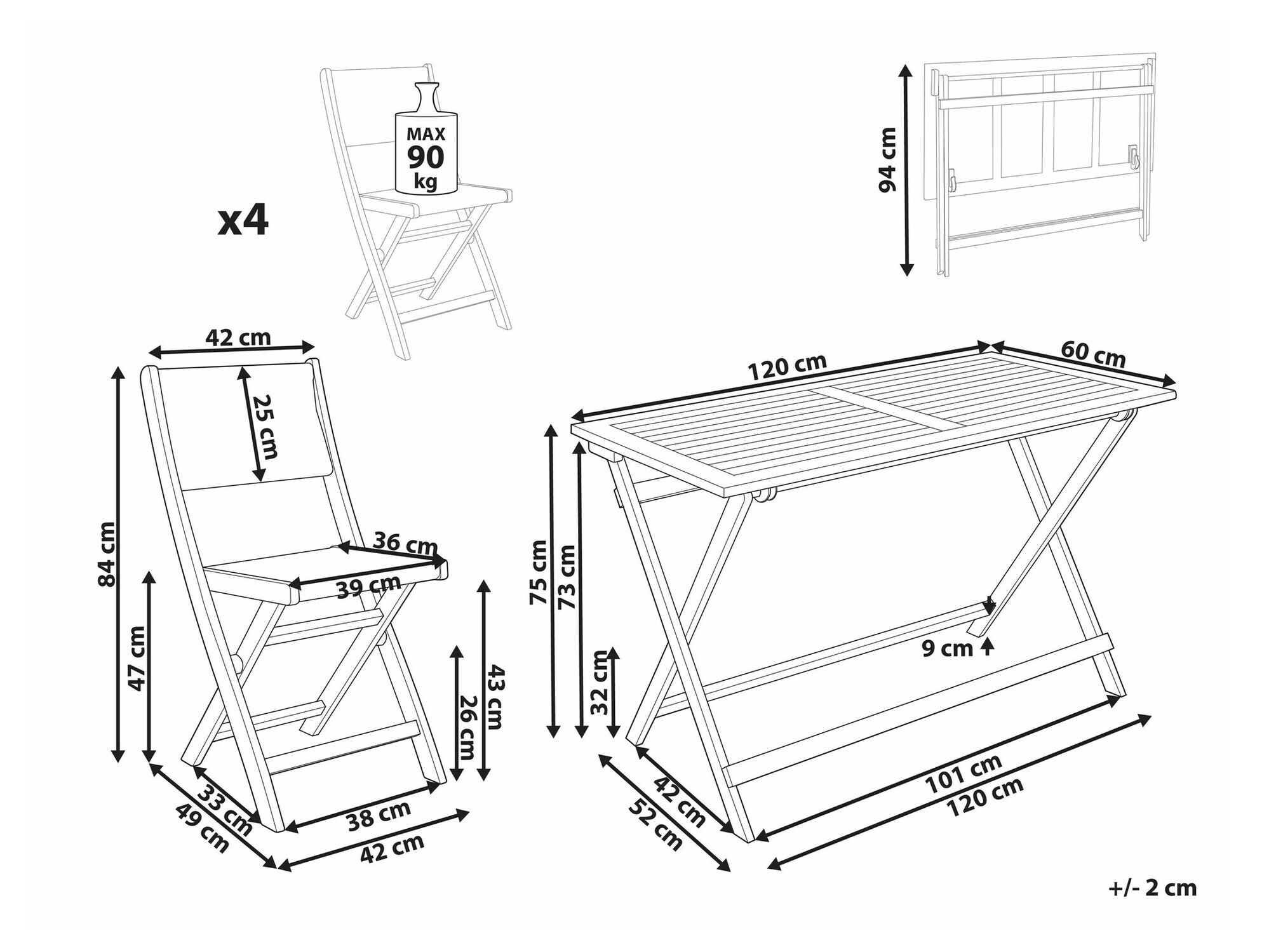 Set stola i stolica Bensevu 100 (Bagrem + Zelena)