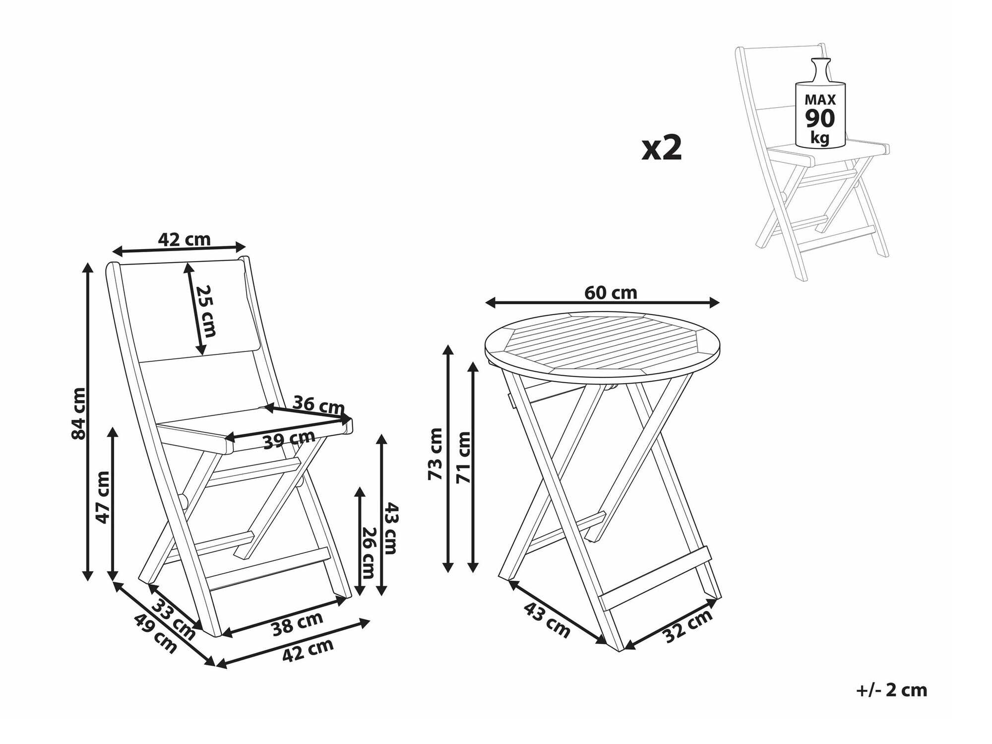 Balkonska garnitura Bensevu 102 (Bagrem + Zelena)
