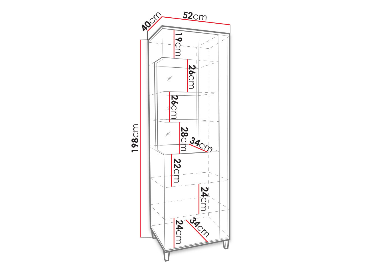Polica Florem I (Bijela + Sjajno bijela + Svijetlo drvo)