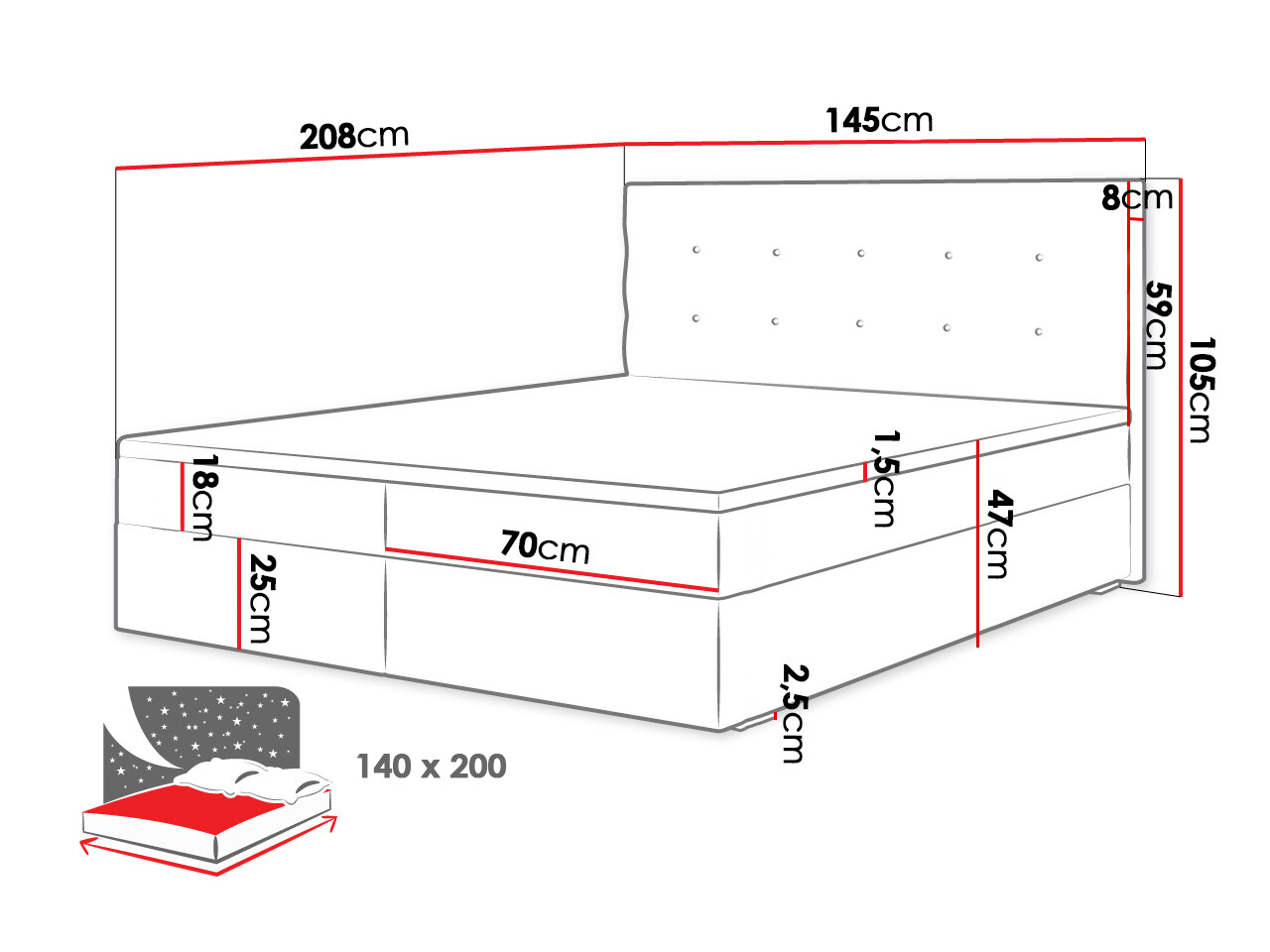 Boxspring krevet Memphis 114 (Rico 23)