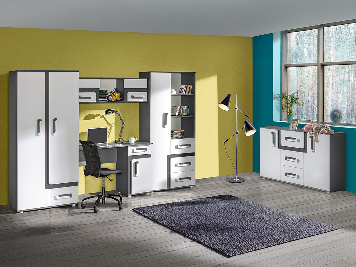 Set za dječju sobu Aviseve 107 (Antracit + Bijela)