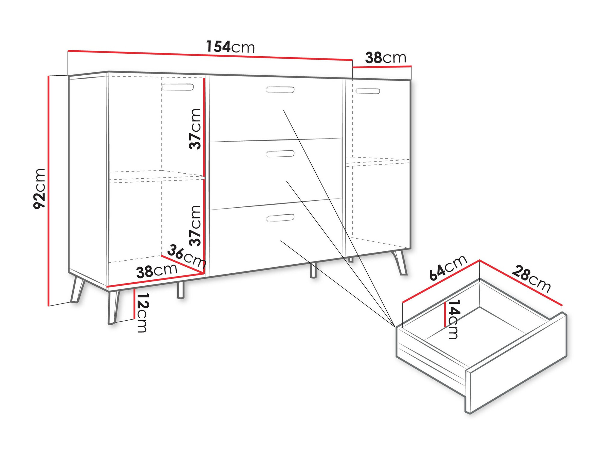 Komoda Comfivo Capella I (Bijela + Sjajno bijela)
