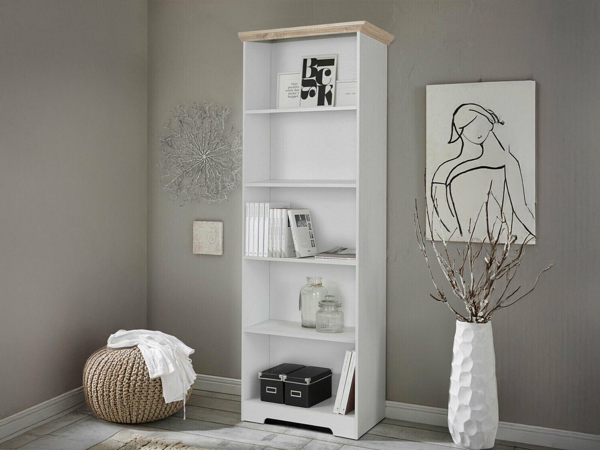 Polica Odemela 101 (Bijela + Svijetli hrast)