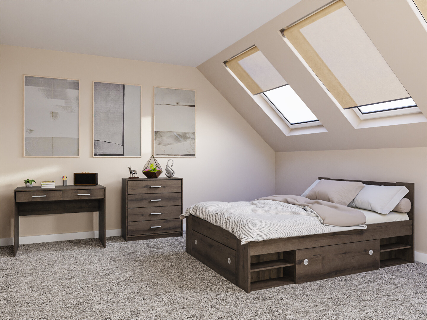 Set za spavaću sobu Novsore 155 (Tamni hrast)