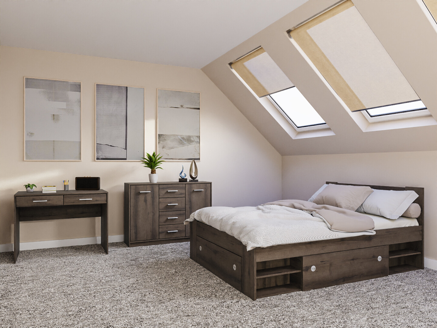 Set za spavaću sobu Novsore 156 (Tamni hrast)