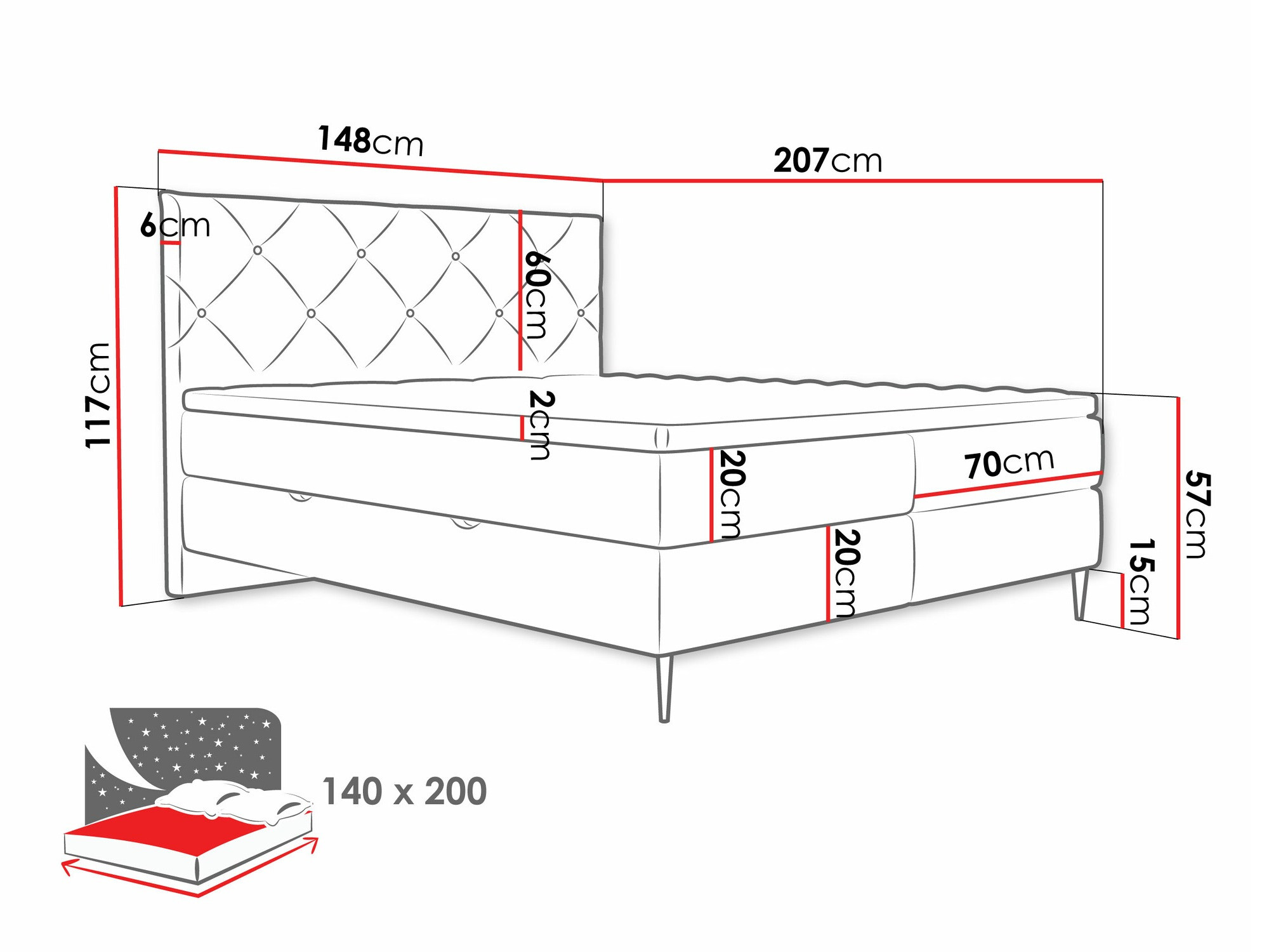 Boxspring krevet ComfiDream Myrel (Verita 52)