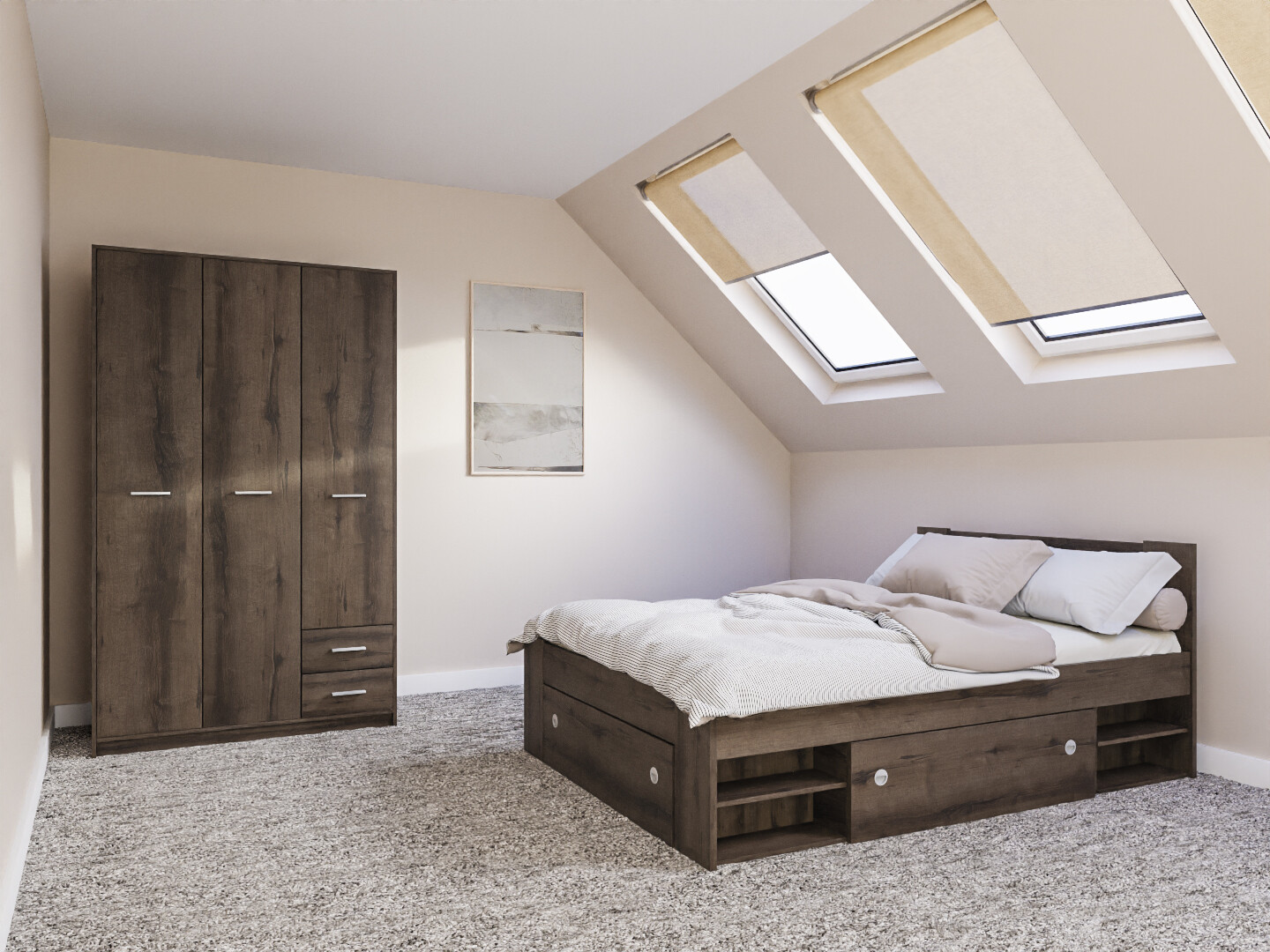 Set za spavaću sobu Novsore 158 (Tamni hrast)