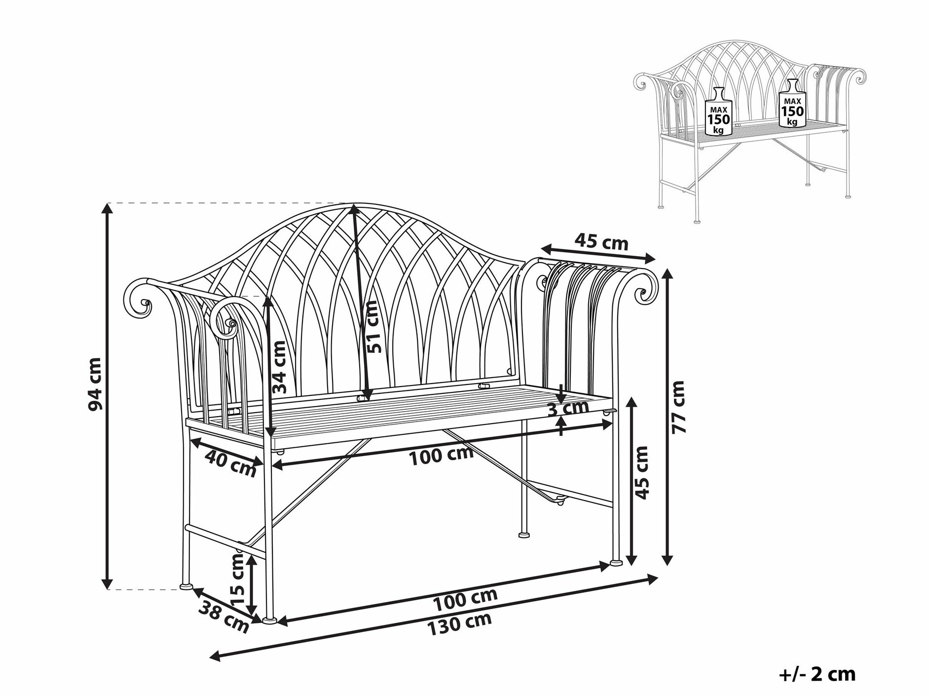 Vrtna klupa Berwyn 2480 (Bijela)