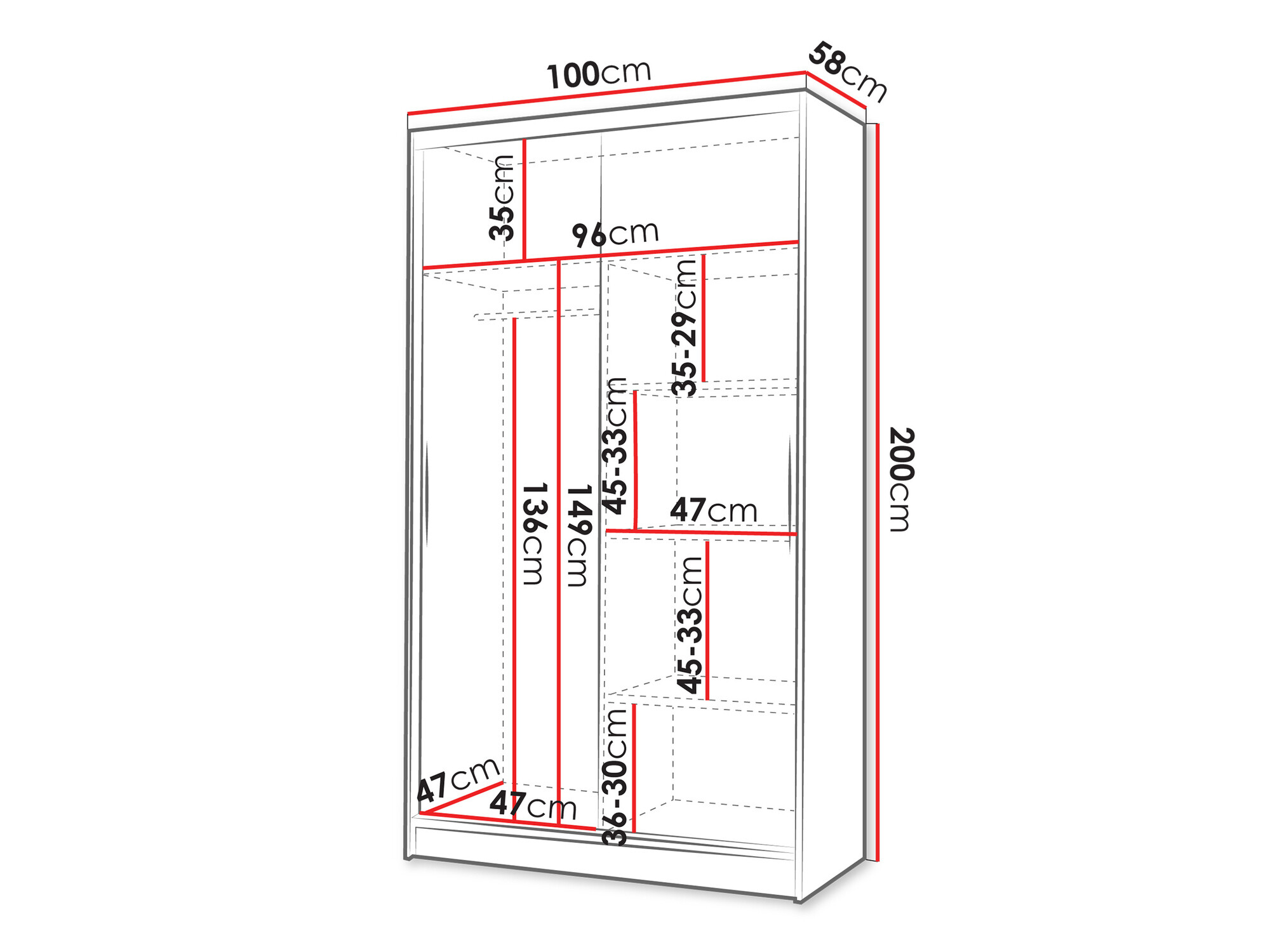 Ormar Closico 163 (Crna + Bijela)
