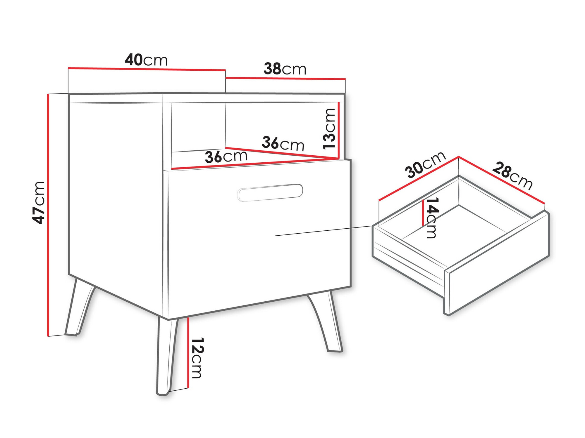 Noćni ormarić Comfivo Capella (Kašmir + Sjajni kašmir)