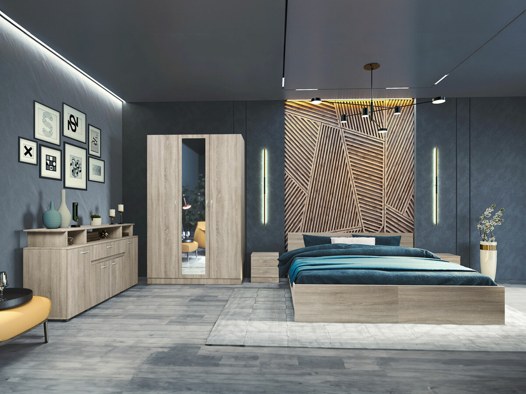 Set za spavaću sobu Portland 340 (Sonoma hrast)