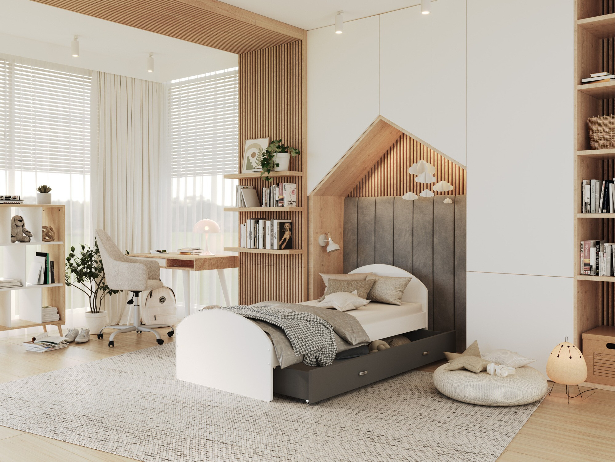 Krevet Aurora 177 (Bijela + Siva)