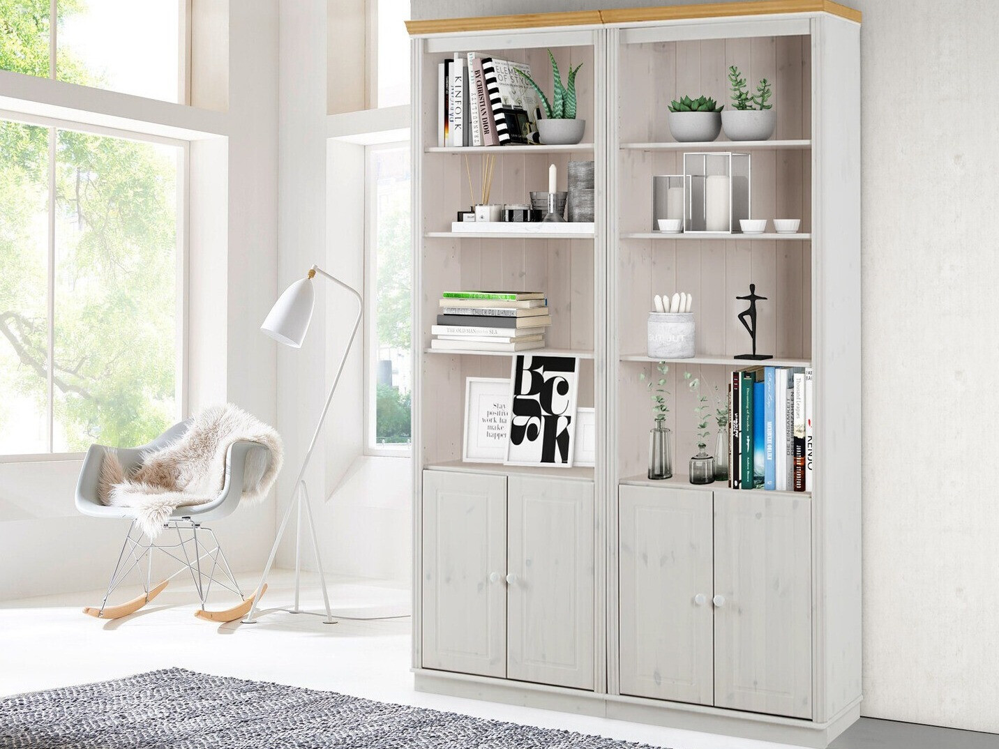 Set polica Saltoro 115 (Bijela + Hrast u boji meda)