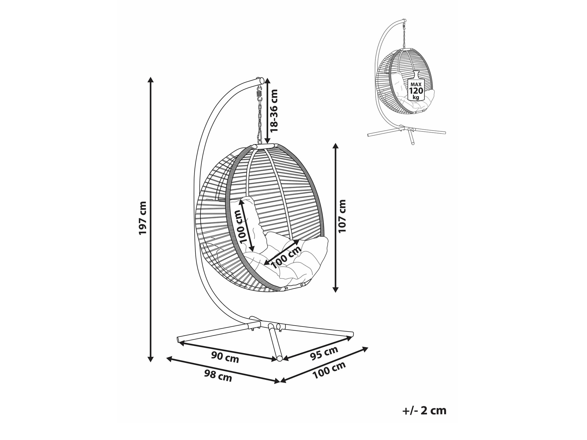 Viseća stolica Berwyn 2502 (Bež + Bijela)
