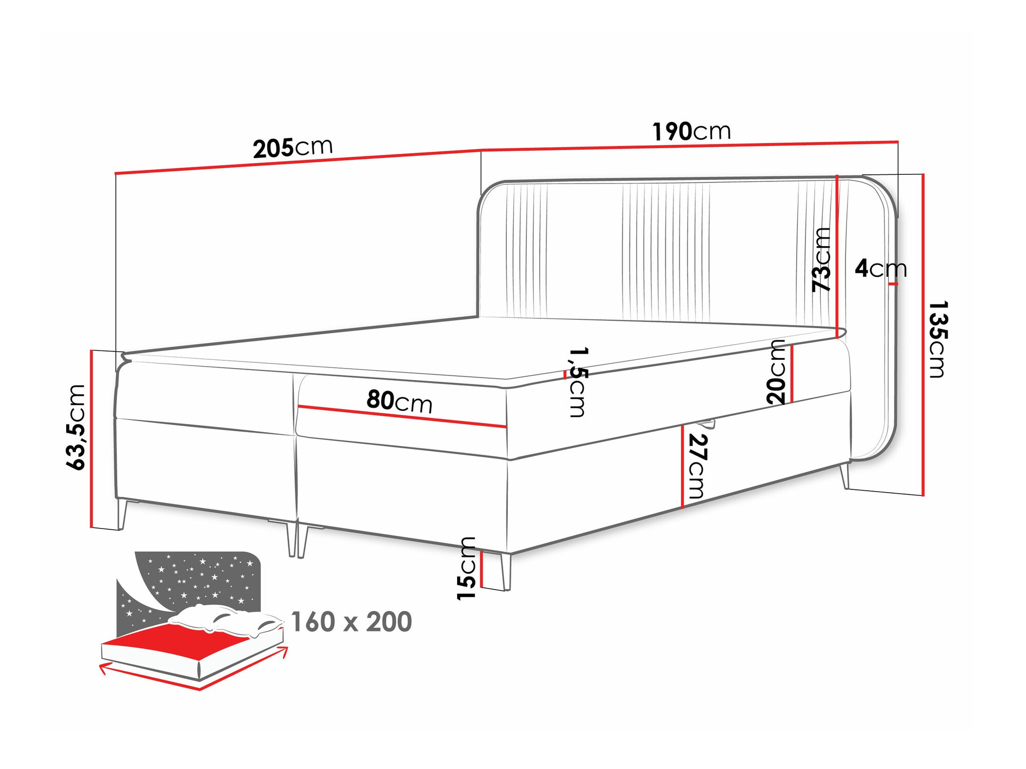 Boxspring krevet Baltimore 196 (Magic Velvet 2256)