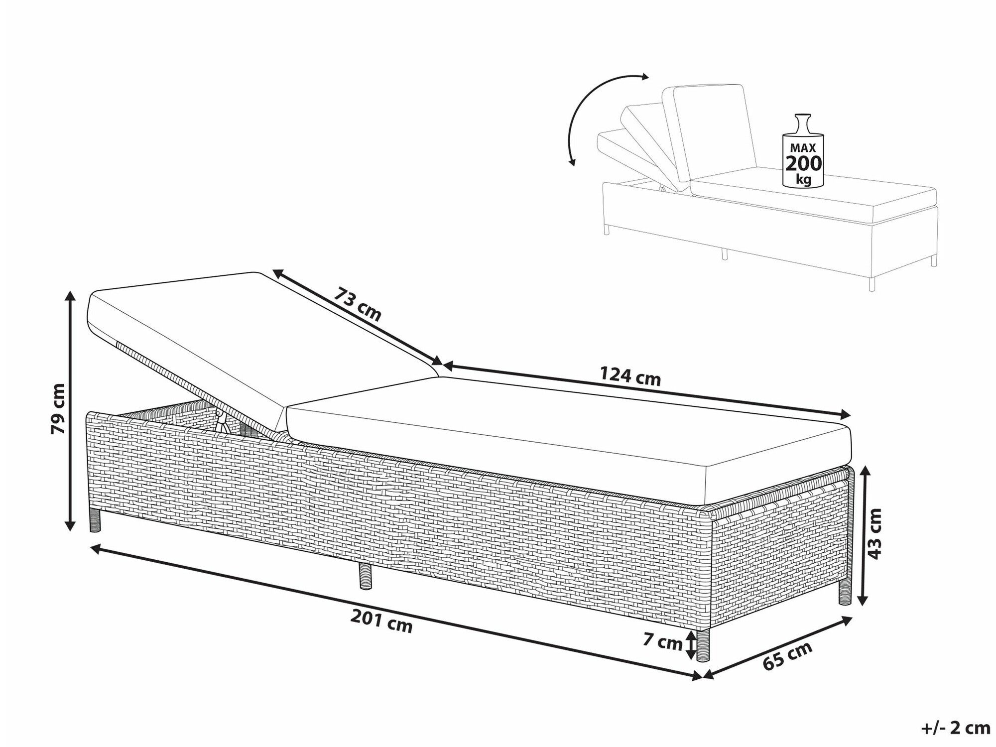 Vrtna ležaljka Berwyn 2510 (Siva)