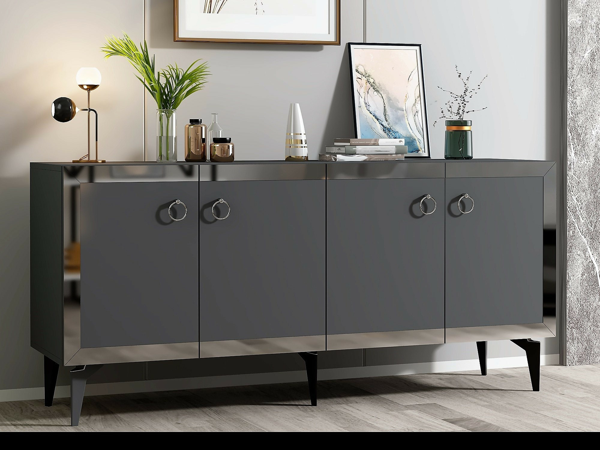 Ormarić Asheboro 169 (Antracit + Srebrna)