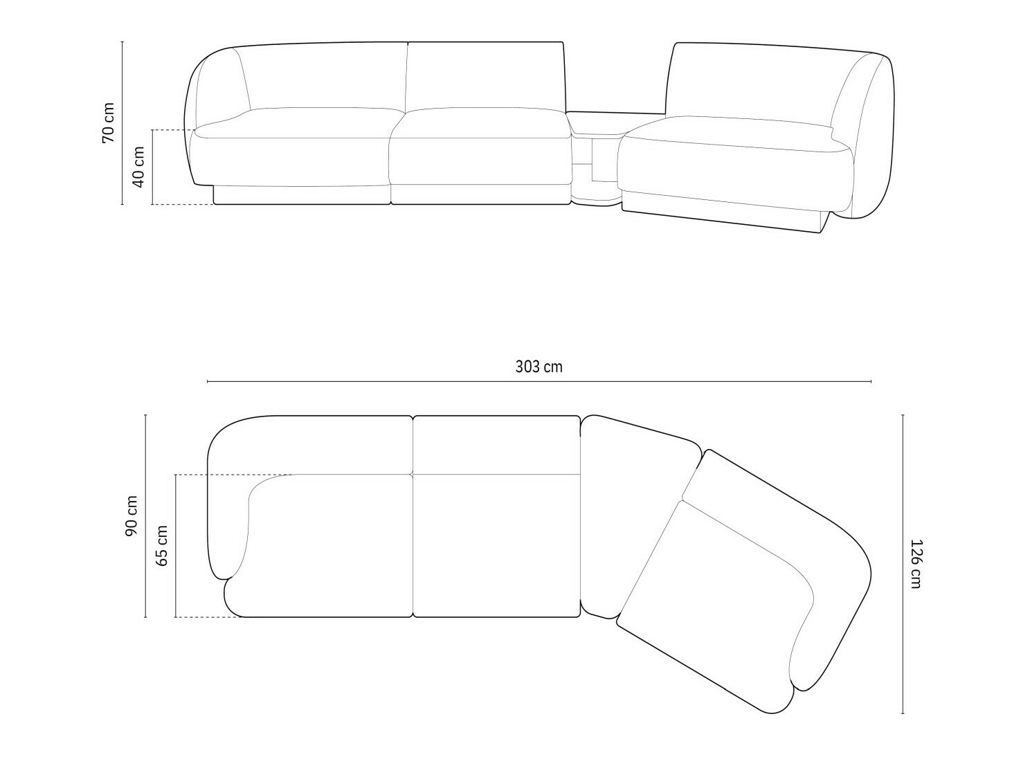 Modularna kutna garnitura Tivlomi 118 (Bluvel 40)