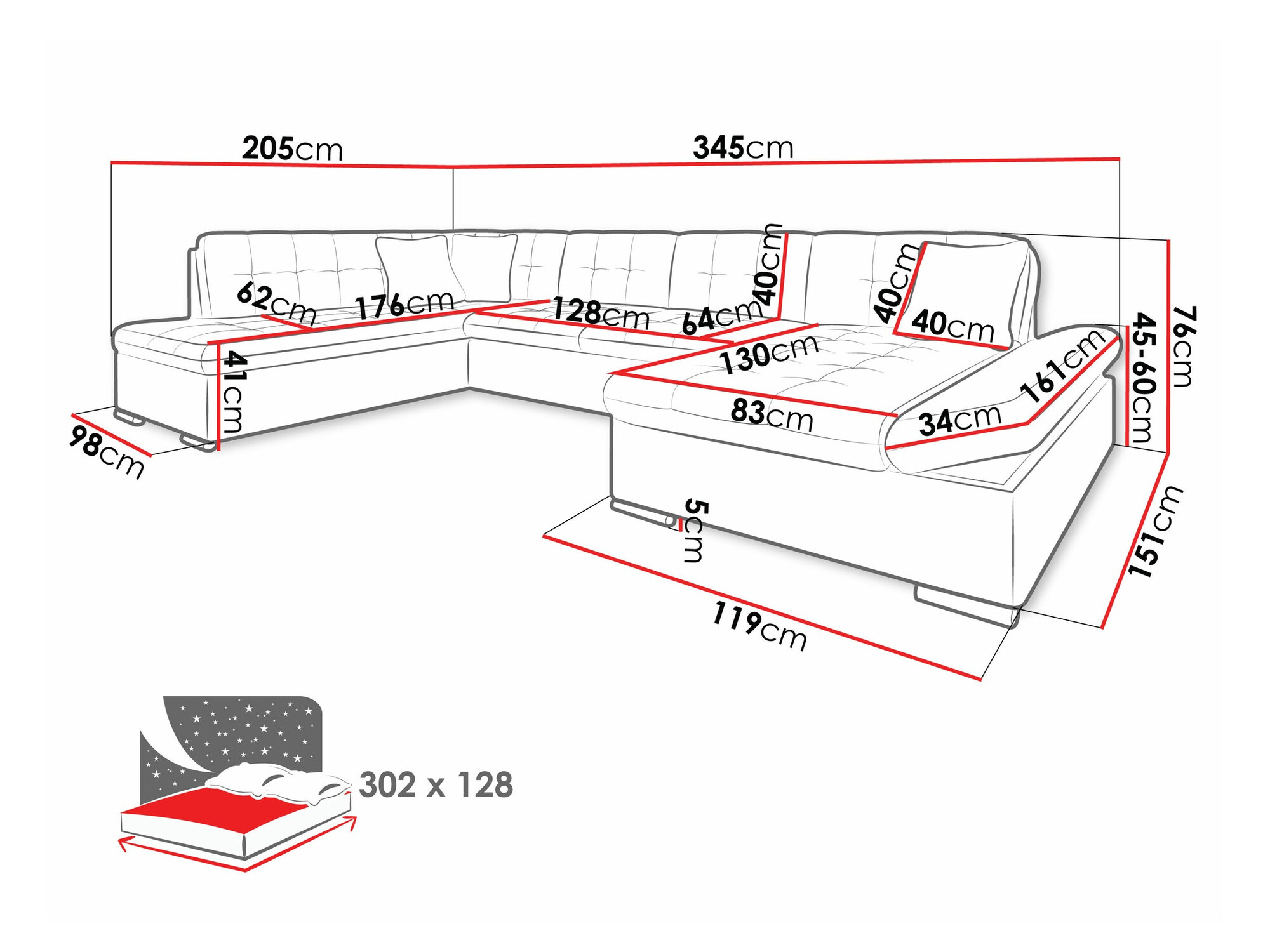 Kutna garnitura Comfivo 150 (Clara 215.10)