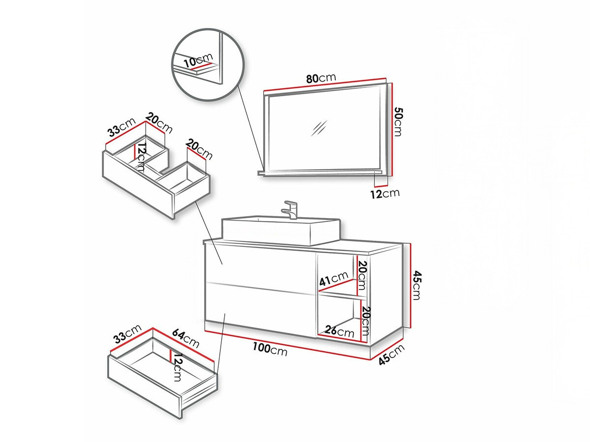 Kupaonski namještaj Nauta (Orah + Bijeli mramor)