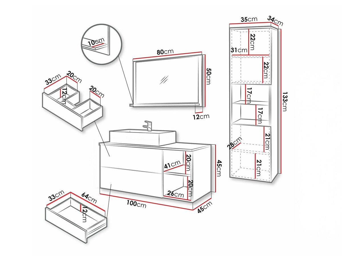 Kupaonski namještaj Ophruvi 104 (Crna)