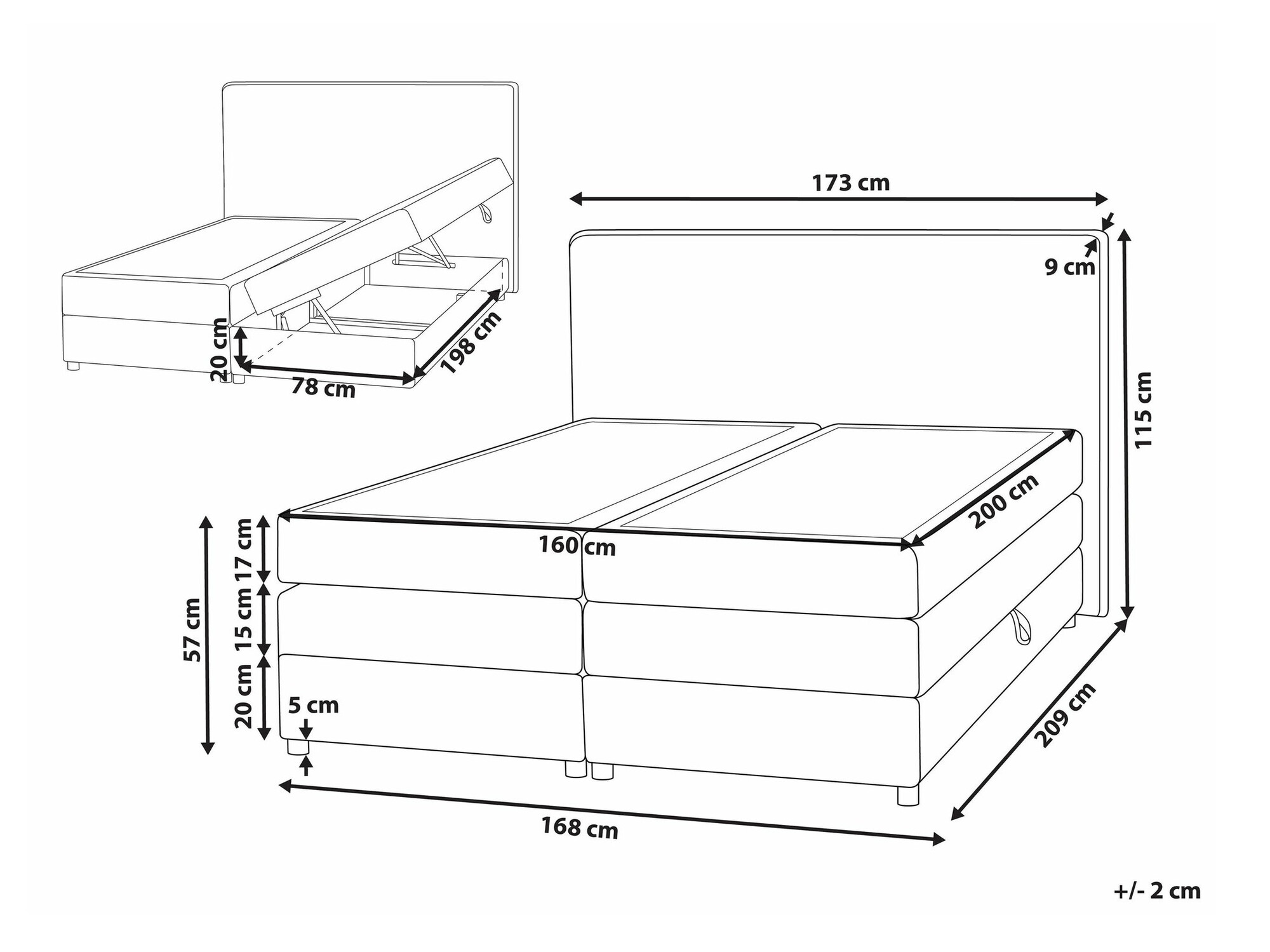 Boxspring krevet Berwyn 2324 (Bež)