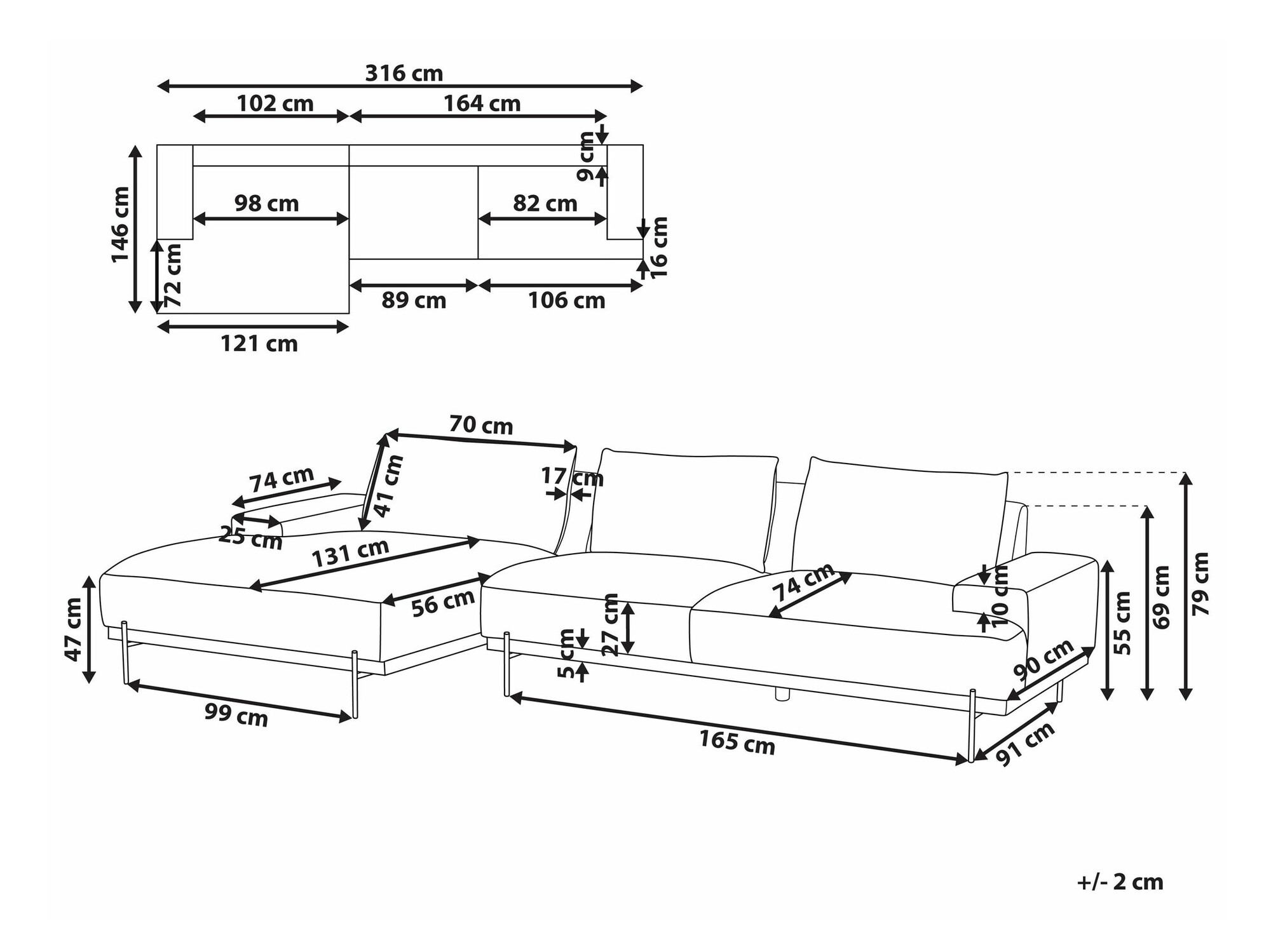 Kutna garnitura Berwyn 2525 (Bež)