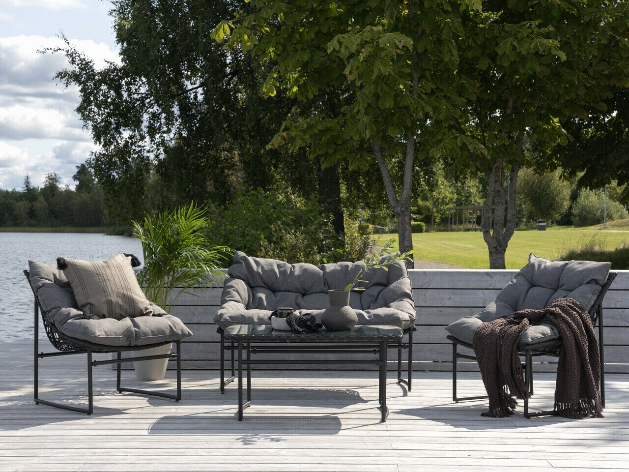 Set vrtnog namještaja Dallas 4732 (Crna + Siva)