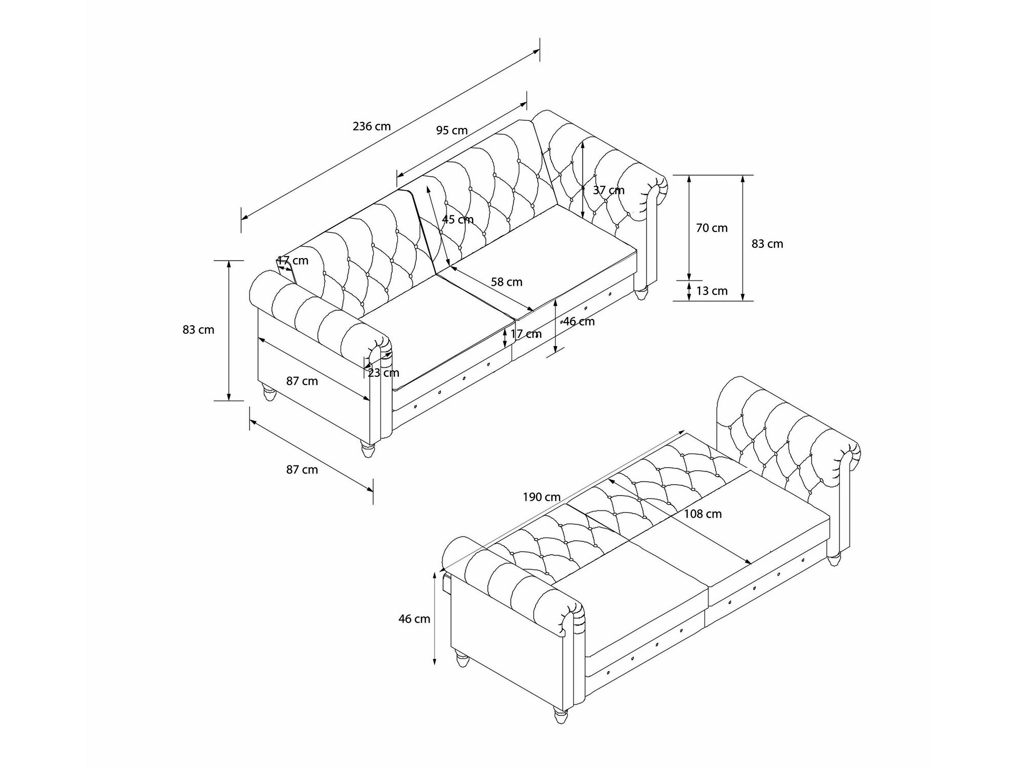 Kauč na razvlačenje Tulsa 676 (Siva)