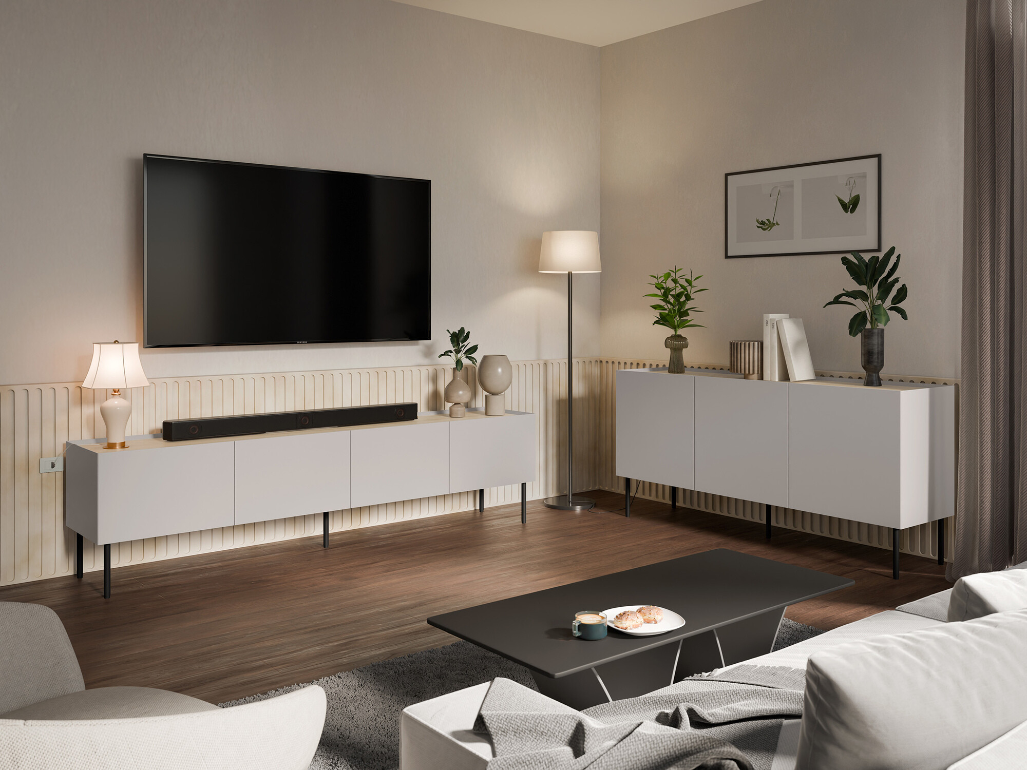 Set za dnevni boravak Melbela 109 (Kašmir + Hrast)