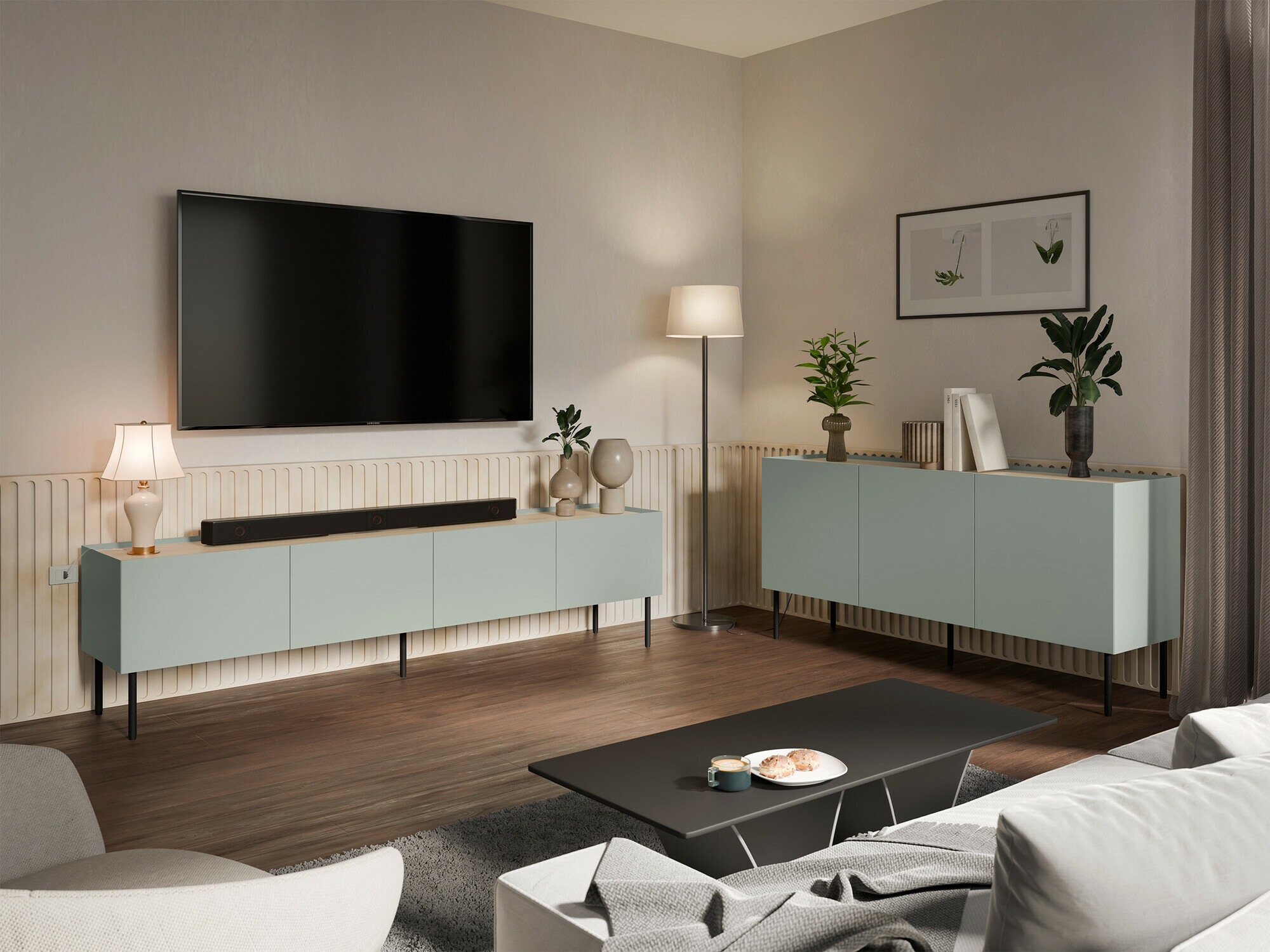 Set za dnevni boravak Melbela 109 (Svijetla maslina + Hrast)