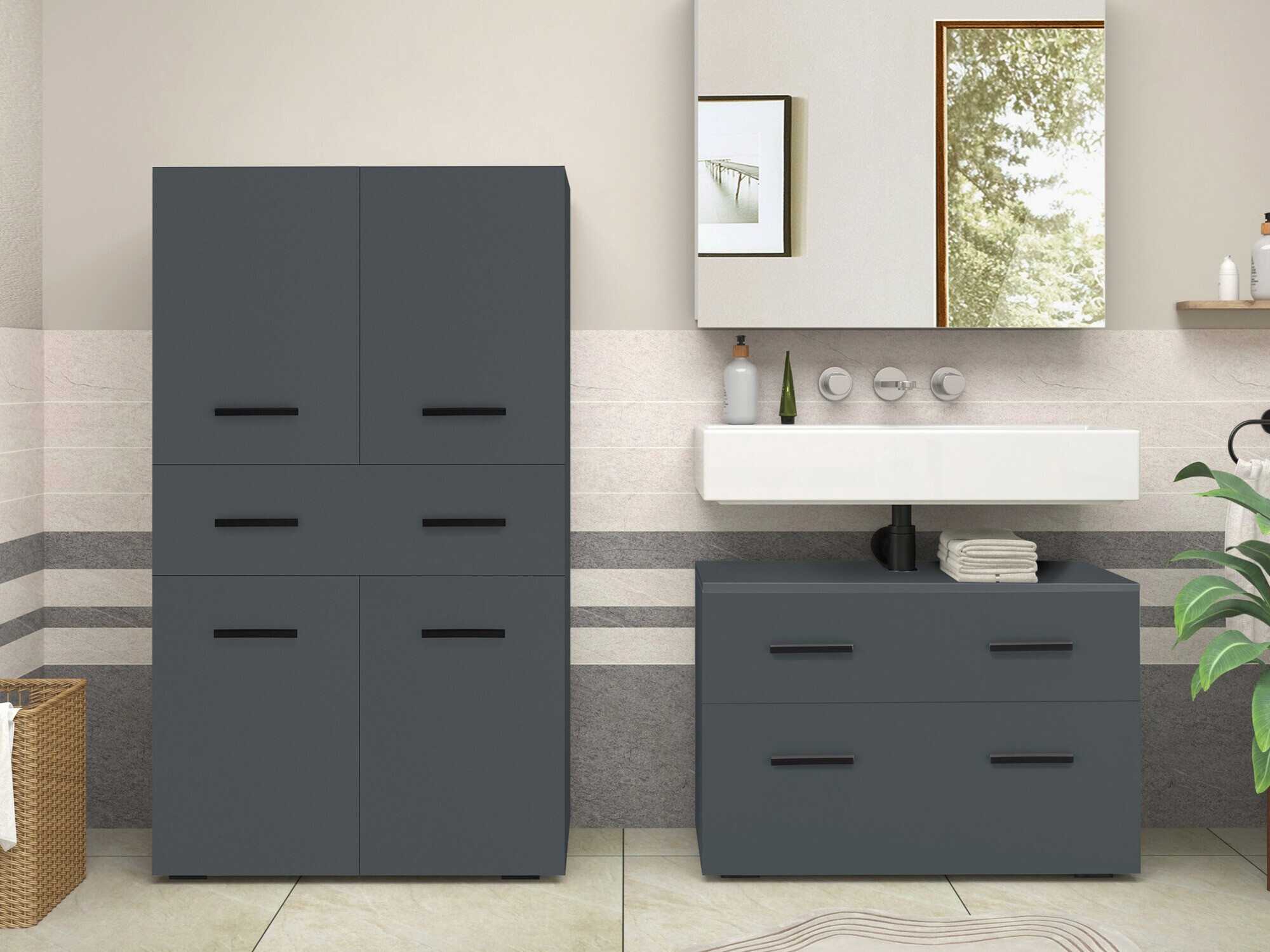 Samostojeći kupaonski ormarić Larlori 106 (Antracit)