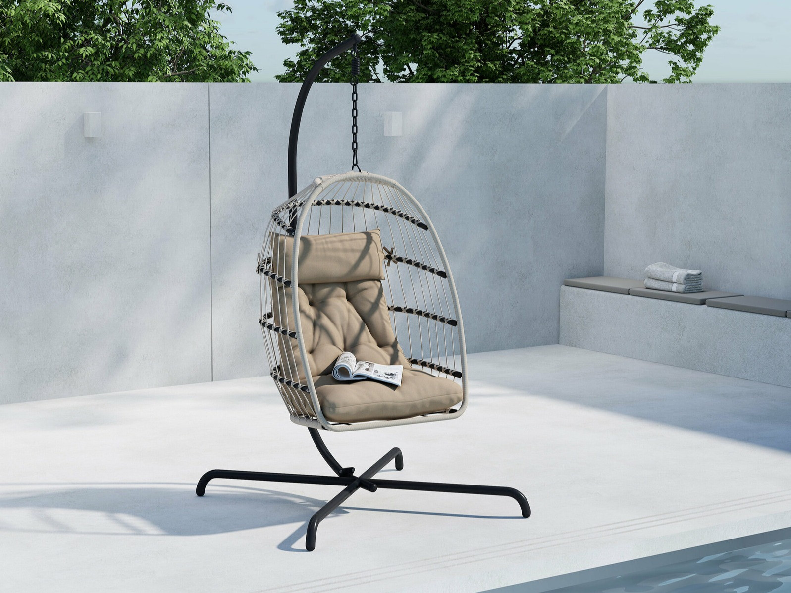 Viseća stolica Dallas 4756 (Crna + Smeđa)