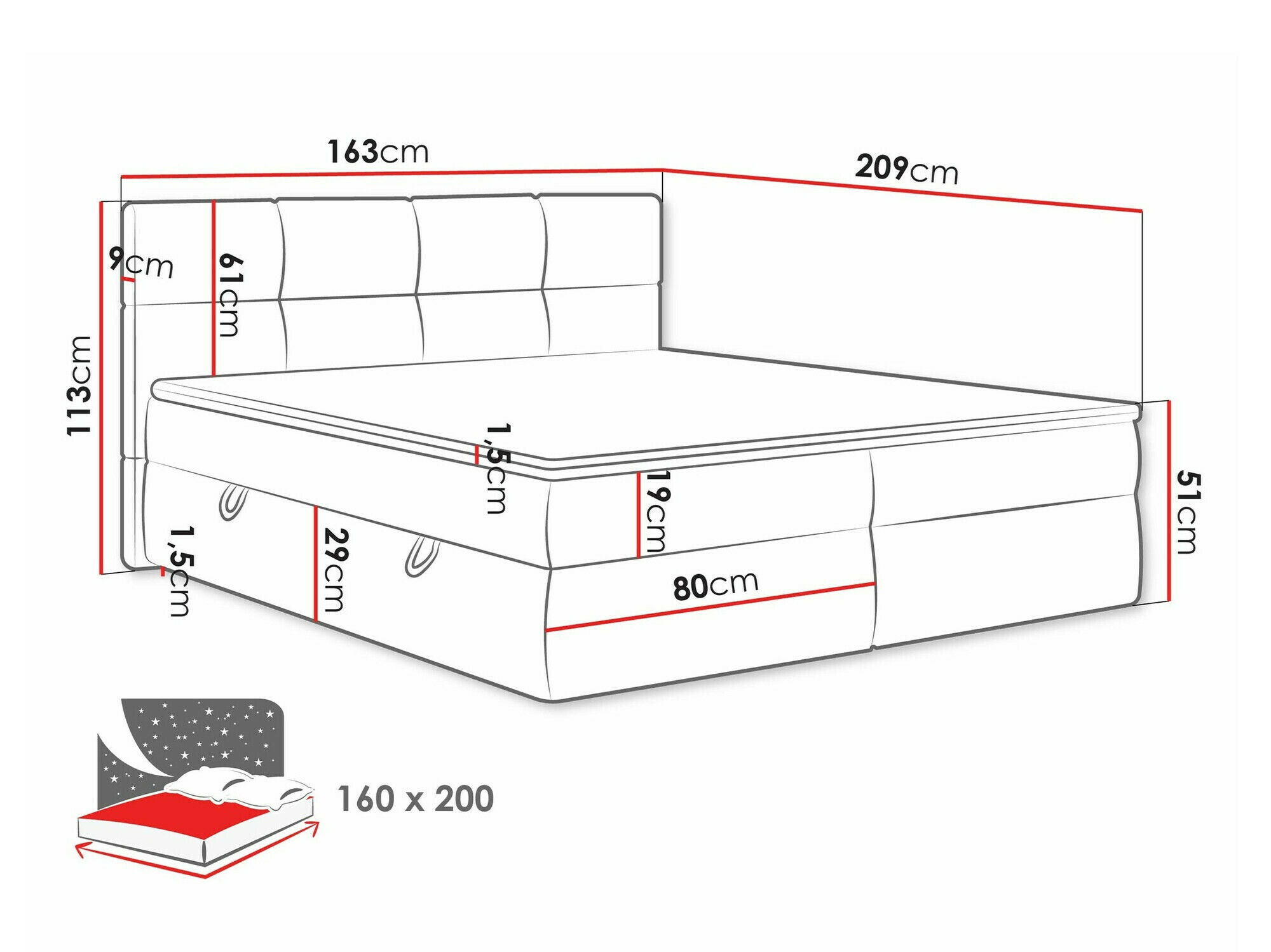 Boxspring krevet ComfiDream Nivina (Curio 80)