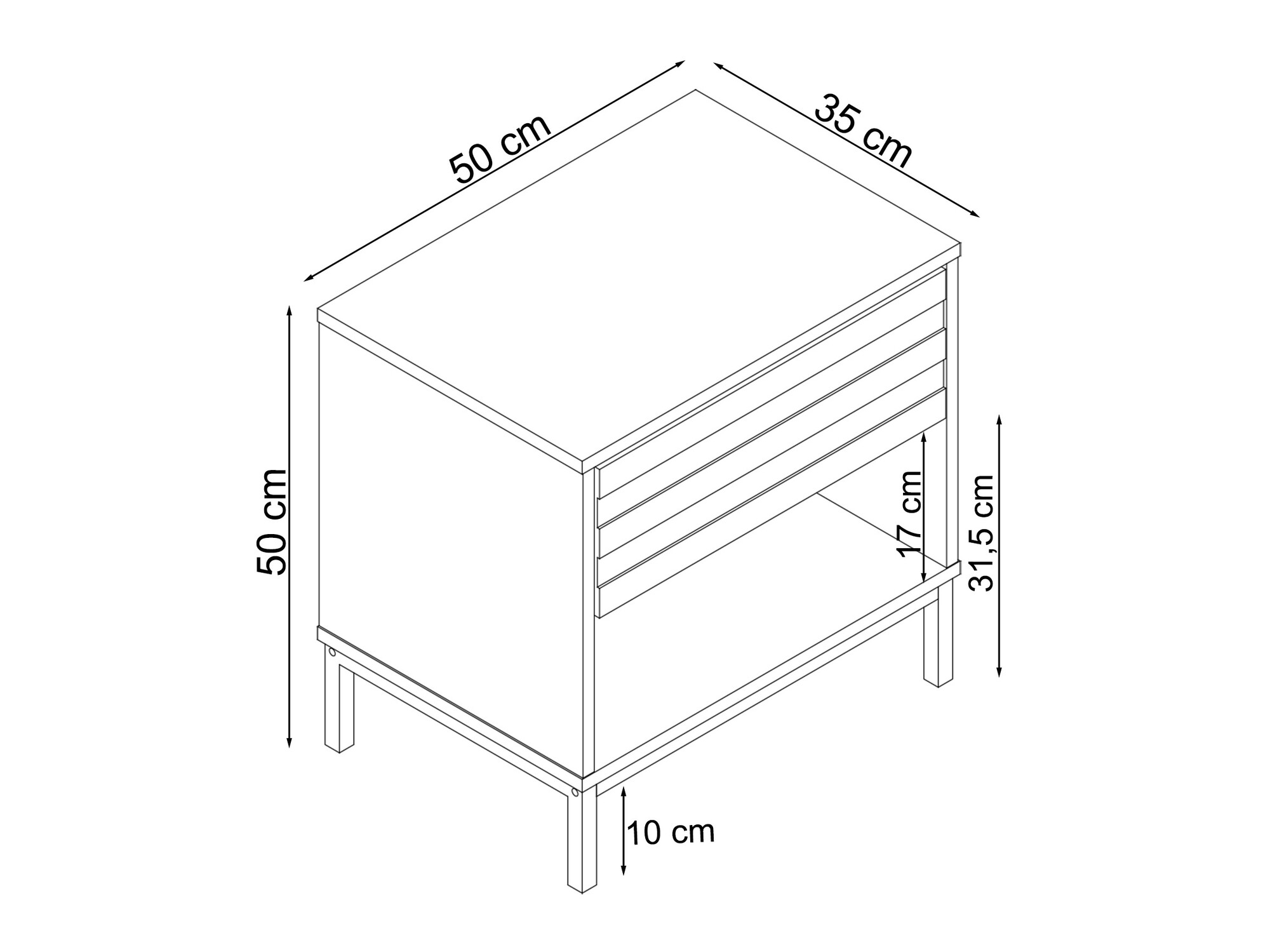 Noćni ormarić Denton 845 (Crna + Hrast)