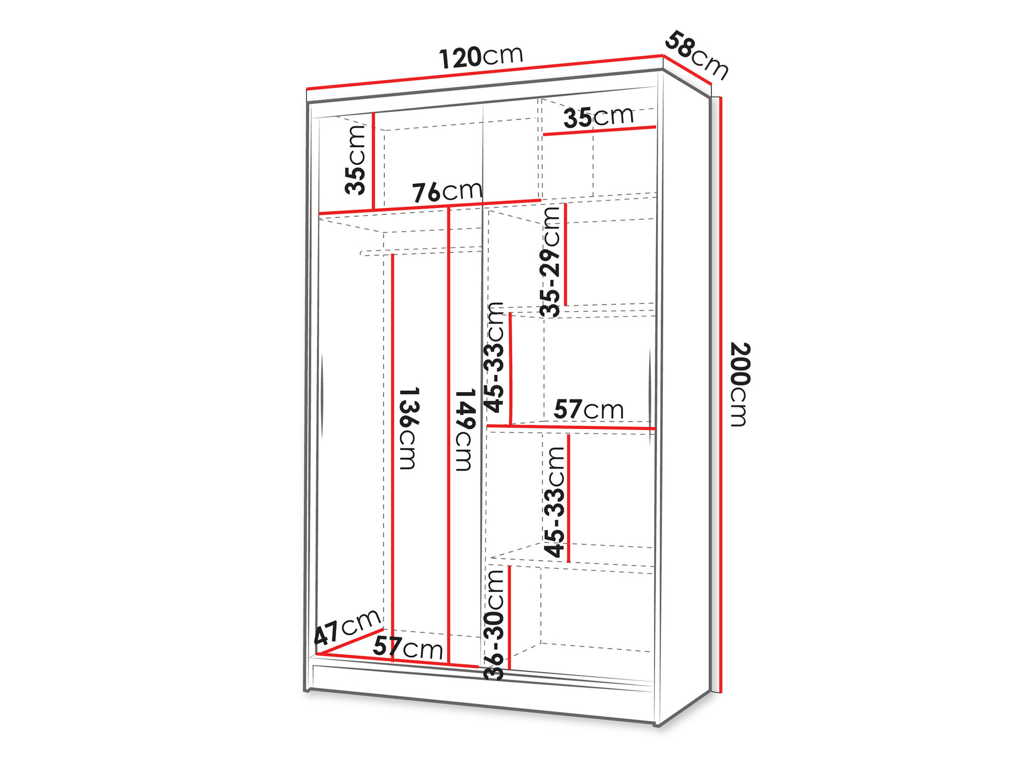 Ormar Closico 151 (Bijela + Crna)