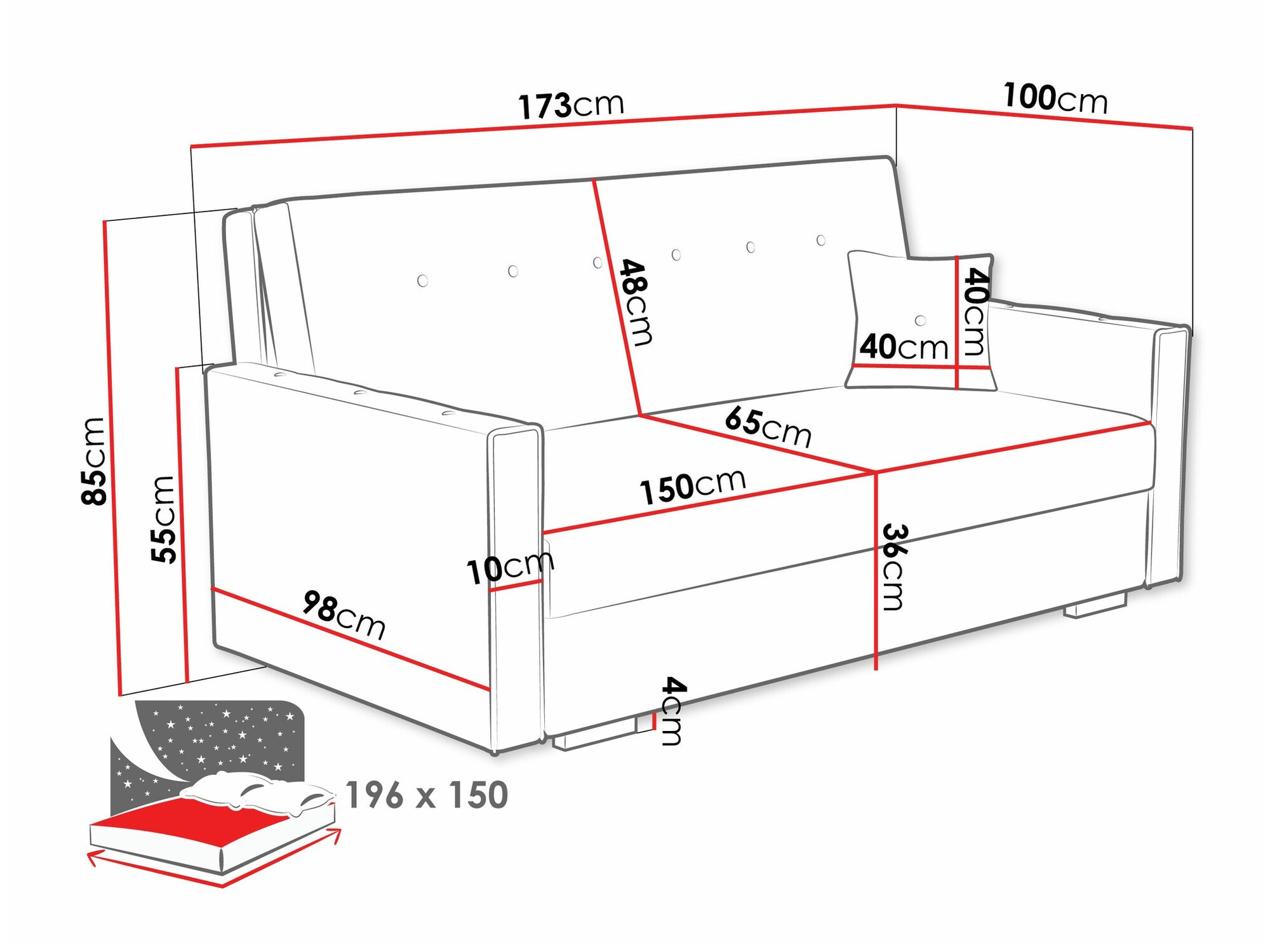 Kauč na razvlačenje Caelrin IV (Coral 15)
