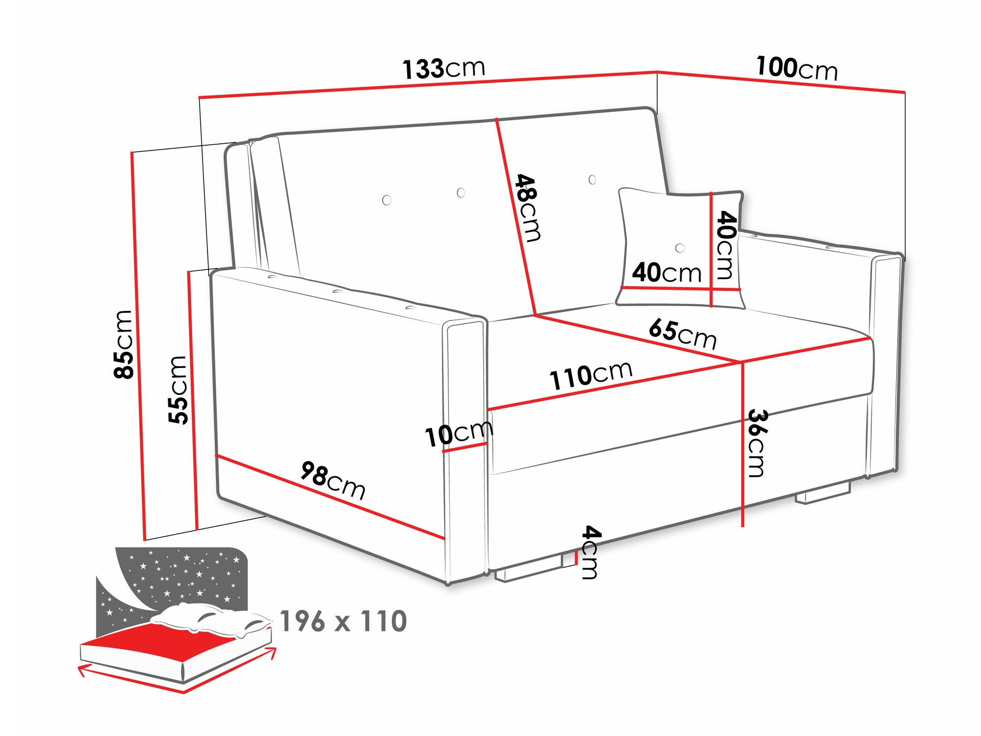 Kauč na razvlačenje Columbus 235 (Coral 65)