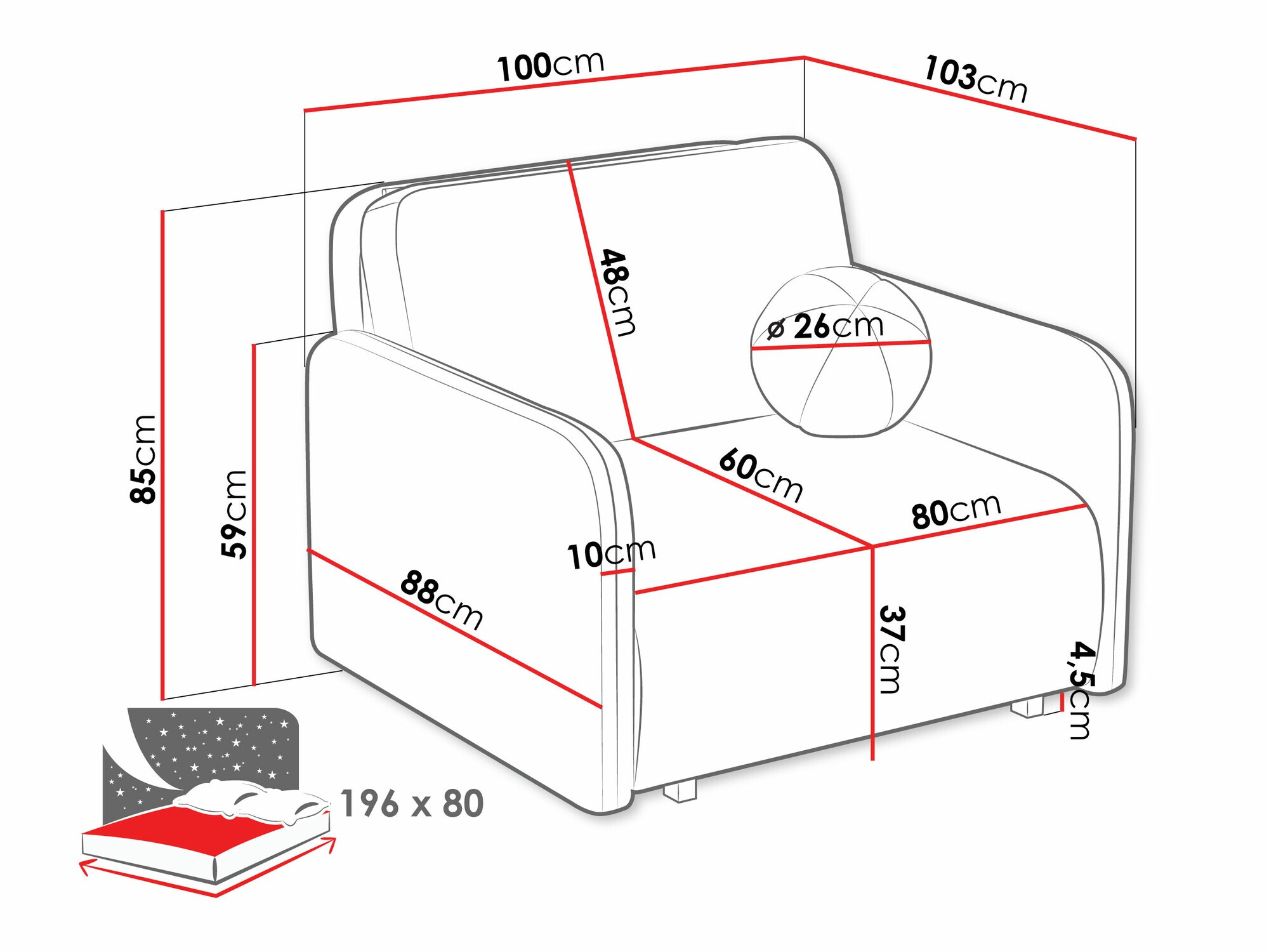 Fotelja Columbus 240 (Coral 75)