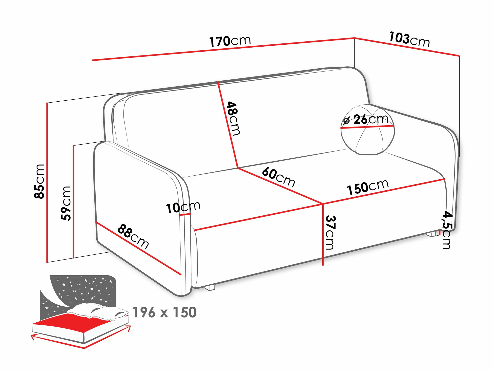 Kauč na razvlačenje Columbus 237 (Coral 75)