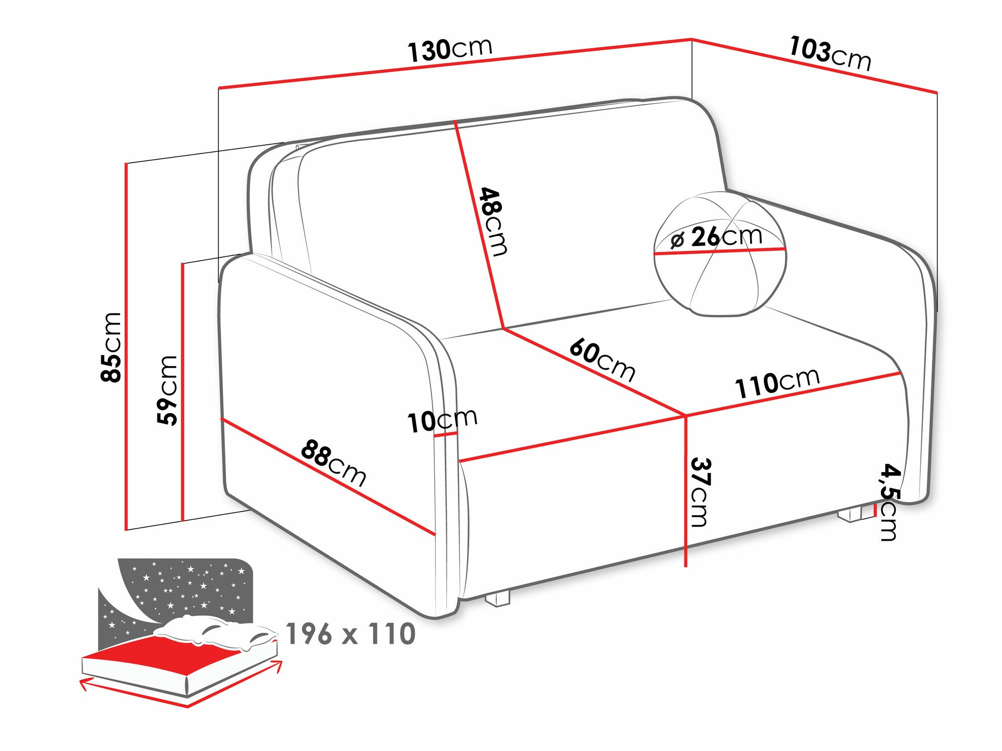 Kauč na razvlačenje Columbus 239 (Coral 55)