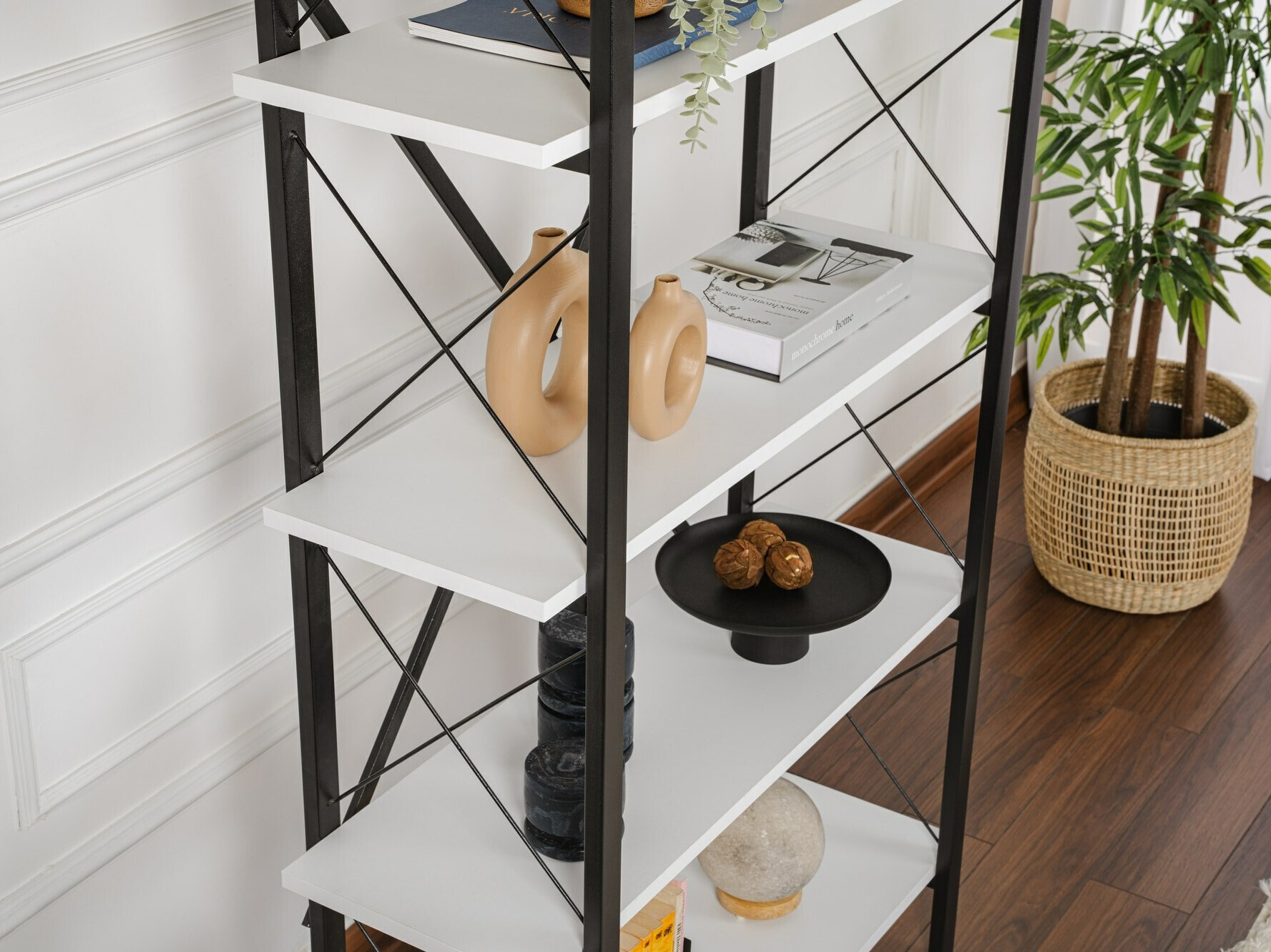 Polica Novato 115 (Bijela + Crna)